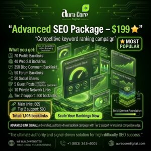 Advanced SEO Package $199 – 1105 Backlinks for Rankings