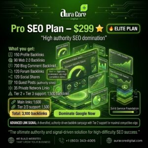 Pro SEO Package $299 – 3100 Backlinks for Top Rankings