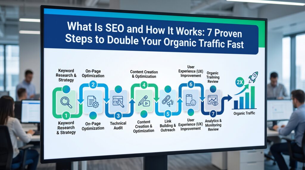 # what is seo and how it works: 9 Powerful Strategies to Dominate Search Rankings **Meta Description:** Learn what is seo and how it works to transform your online search traffic forever. **URL Slug:** what-is-seo-and-how-it-works-guide --- If you are wondering **what is seo and how it works**, you are not alone. Thousands of small business owners ask this exact question every day when they notice competitors capturing customers online while their own website remains virtually invisible. The digital marketplace is crowded, noisy, and constantly shifting. Search engine optimization acts as your business's lighthouse, guiding ready-to-buy customers directly through your digital front door without requiring exorbitant daily ad expenditures. To truly grasp **what is seo and how it works**, you need to look beneath the surface of search result pages. It is not magic, luck, or secret technology reserved for massive corporations, but a structured process that aligns your online assets with human search behavior. When properly executed, search optimization levels the playing field. It empowers growing companies to compete directly against industry giants by delivering superior relevance, authority, and user experience to searchers seeking immediate answers. --- ## Decoding Search Engine Optimization: The Core Definition When business owners ask **what is seo and how it works**, they often want a plain-English explanation stripped of confusing technical jargon. Search Engine Optimization (SEO) is the systematic process of improving your website to increase its visibility when people search for products or services related to your business in Google, Bing, or Yahoo. The higher your web pages appear in search results, the more likely you are to attract prospective and existing customers. Search engine optimization focuses entirely on organic search results—the non-paid listings that appear on search engine results pages (SERPs). Demystifying **what is seo and how it works** requires recognizing the fundamental difference between paid advertising and organic rankings. Pay-per-click (PPC) campaigns stop bringing traffic the exact second you stop funding them, functioning like an expensive rental property. Organic search optimization, by contrast, operates like buying real estate. The time, effort, and strategic optimization you invest today continue to compound over months and years, producing a sustainable, long-term asset that generates consistent incoming traffic without paying for every individual click. Search engines do not rank websites at random. They exist to satisfy human curiosity by returning the most accurate, thorough, and user-friendly answers to specific search queries. Understanding this reality changes your perspective completely. Instead of trying to "trick" search algorithms, your goal becomes aligning your website's information structure directly with search engines' mission: answering user queries exceptionally well. --- ## How Search Engines Function: The Three Pillars of Search To fully comprehend **what is seo and how it works**, we must first explore how search engines like Google discover, store, and order information across the massive world wide web. Search engines utilize automated programs commonly referred to as bots, crawlers, or spiders. These digital crawlers continuously traverse millions of webpages, navigating from link to link across the Internet. As they travel, they discover new pages, updated content, and broken connections, reporting their findings back to centralized search databases. ***"Search engine algorithms do not evaluate websites through emotional bias; they process mathematical data representing accessibility, content context, user interaction, and online reputation."*** — *Senior SEO Strategist* The primary mechanical journey that every webpage undergoes can be broken down into three consecutive stages: ``` [ 1. CRAWLING ] ---> [ 2. INDEXING ] ---> [ 3. RANKING ] Bots discover Content analyzed & Algorithms score & content via links stored in database order SERP listings ``` ### 1. Crawling Crawling is the discovery process where search engine bots scan web content. Bots evaluate code, text, images, videos, and structural elements across your site to figure out what each page is about and how pages connect. If your site contains technical errors, slow server responses, or poor internal navigation, spiders may struggle to crawl your pages efficiently. This failure prevents search engines from ever discovering your valuable content in the first place. ### 2. Indexing Once a web page is crawled, the search engine decides whether to store it in its index. The index is a gigantic digital library containing billions of web pages organized by subject matter, keywords, and semantic relationships. When a page is successfully indexed, it becomes eligible to appear in search results. Pages with duplicate content, severe coding flaws, or thin material are frequently excluded from the index to preserve server storage space and search quality. ### 3. Ranking Ranking is the final and crucial phase where search engine algorithms determine where your page appears on the results page for a specific query. Search engines weigh hundreds of algorithmic signals to rank content by relevance and quality. This three-step process of crawling, indexing, and ranking represents the core mechanics of **what is seo and how it works**. Every optimization effort you undertake aims directly at facilitating these three stages. --- ## The Three Essential Branches of Search Optimization Search engine optimization is not a single, isolated task. It is a multi-layered discipline built upon three core pillars: On-Page, Off-Page, and Technical SEO. ``` +-------------------------------------------------------+ | SEARCH OPTIMIZATION | +-------------------+-------------------+---------------+ | ON-PAGE SEO | OFF-PAGE SEO | TECHNICAL SEO | +-------------------+-------------------+---------------+ | • Keyword Placement| • Backlinks | • Page Speed | | • Content Quality | • Digital PR | • Mobile First| | • Meta Tags | • Brand Mentions | • Architecture| +-------------------+-------------------+---------------+ ``` ### On-Page SEO: Optimizing Your Content and Structure On-page optimization is a primary driver when assessing **what is seo and how it works**. It involves optimizing visible content and underlying HTML code on individual pages of your website. On-page factors directly influence how search engines understand your content context and how users interact with your pages. Important elements include strategic keyword placement, compelling headlining, readable layout, and optimized media assets. * **Header Tags (H1, H2, H3):** Structuring content logically helps bots and readers scan topics effortlessly. * **Title Tags and Meta Descriptions:** Crafting descriptive preview texts encourages click-through rates from search results. * **Keyword Optimization:** Integrating primary and secondary terms naturally throughout text signals topical relevance. * **Internal Linking:** Connecting related articles on your domain guides visitors and spreads authority across your site. High-quality content writing remains the heart of **what is seo and how it works**. If your articles lack depth, clarity, or practical usefulness, on-page technical tweaks will yield minimal long-term traffic growth. ### Off-Page SEO: Building Authority and Reputation Looking at **what is seo and how it works** from an off-page perspective brings you directly to brand reputation and external perception. Off-page optimization focuses on actions taken outside your website to build trust and authority across the broader web. Search engines view backlinks—hyperlinks from external websites pointing back to your domain—as digital votes of confidence. A site receiving numerous links from respected publications signals higher authority than a site with no incoming mentions. If you are evaluating [what is seo and how it works](https://auracoredigital.com/seo-services/) for your website, building domain authority through quality backlinks is essential. Quality, context, and diversity matter far more than link quantity alone when securing search engine trust. * **Earned Backlinks:** Gaining organic links from industry publications, news outlets, and blogs. * **Digital PR:** Publishing shareable research or press releases that attract media citations. * **Brand Mentions:** Unlinked mentions across reputable websites still reinforce entity authority. ### Technical SEO: Enhancing Performance and Infrastructure Technical optimization is often overlooked when exploring **what is seo and how it works**, yet it provides the structural foundation that supports all on-page and off-page activities. Without solid technical health, your search visibility will stall regardless of content quality. Technical search optimization ensures search engines can easily access, crawl, render, and index your website without technical friction or server latency issues. Fast page loading speed directly reflects **what is seo and how it works** under modern performance standards. Users abandon slow-loading websites rapidly, prompting search engines to downgrade pages that fail basic speed performance benchmarks. * **Mobile Responsiveness:** Adapting layouts dynamically across smartphone, tablet, and desktop screens. * **XML Sitemaps:** Providing search engines with an explicit map of all important URLs. * **HTTPS Security:** Protecting user privacy using SSL certification encrypts browser connections. * **Core Web Vitals:** Meeting Google's performance metrics around loading speed, interactivity, and visual stability. --- ## Local Search Optimization: A Game-Changer for Small Businesses For brick-and-mortar stores, regional service providers, and local contractors, national ranking strategies can feel overly complex or irrelevant. Understanding local search dynamics changes the equation completely. For brick-and-mortar storefronts, learning **what is seo and how it works** revolves around localized search queries containing phrases like "near me" or specific city names. Local search helps nearby consumers discover local businesses right when purchase intent is highest. ``` +-------------------------------------------------------+ | LOCAL SEARCH DISCOVERY | +-------------------------------------------------------+ | User Searches: "Plumber near me" | | │ | | ▼ | | Google Local Map Pack (Top 3 Local Profiles) | | - Verified Name, Address, Phone (NAP) | | - Star Ratings & Customer Reviews | | - Operating Hours & Direct Directions Link | | │ | | ▼ | | Standard Organic Search Results | +-------------------------------------------------------+ ``` When a user searches for a service nearby, Google displays a dedicated "Local Map Pack" above traditional organic listings. This map pack showcases three prominent local business listings complete with ratings, address details, hours, and direction links. Maintaining consistent NAP (Name, Address, Phone) data demonstrates **what is seo and how it works** in local map packs. Unifying this contact information across business directories prevents confusion and builds geographic authority. Optimizing your Google Business Profile represents one of the highest-ROI activities a localized enterprise can perform. Adding fresh photos, responding quickly to customer reviews, and listing accurate service categories directly boost map rankings. --- ## How Search Engine Algorithms Evaluate and Rank Web Content Search algorithms are sophisticated multi-layered systems designed to sort through billions of pages to deliver relevant results instantly. Understanding these algorithmic priorities equips business owners to write for search engines and humans simultaneously. ### Understanding Search Intent Search engine algorithms evaluate user intent behind every query. Search intent describes the primary reason someone enters a phrase into a search bar, categorized into four primary types: 1. **Informational:** The user wants to learn something (e.g., "how to fix a leaking tap"). 2. **Navigational:** The user wants to visit a specific site (e.g., "PayPal login page"). 3. **Commercial:** The user is researching products before buying (e.g., "best project management software"). 4. **Transactional:** The user is ready to make a purchase (e.g., "buy coffee beans online"). Matching content precisely to user intent is fundamental to ranking well. Creating a hard-sell sales page for an informational query creates friction, leading visitors to leave your site quickly. ### Deciphering the E-E-A-T Framework Search engines assess content quality through guidelines known as E-E-A-T: Experience, Expertise, Authoritativeness, and Trustworthiness. Demonstrating real experience and expertise matches **what is seo and how it works** under Google's guidelines. Web content written by genuine industry practitioners outranks generic articles produced without real-world depth. ``` [ EXPERIENCE ] ---> Real-world interaction with topic │ [ EXPERTISE ] ---> Formal knowledge & technical skill │ [ AUTHORITATIVE ] ---> Recognized leadership in the niche │ [ TRUSTWORTHY ] ---> Secure, transparent, accurate site ``` * **Experience:** Has the author personally used the product, completed the service, or lived the topic? * **Expertise:** Does the author hold credentials, knowledge, or qualifications in this field? * **Authoritativeness:** Is the website recognized as an industry publication or resource? * **Trustworthiness:** Is the site secure, transparent about ownership, and factual? ### User Experience Signals Measuring user engagement signals reflects **what is seo and how it works** behind the scenes. Search algorithms monitor how real users react when clicking your search result. If visitors click your link and immediately hit the back button ("pogosticking"), algorithms interpret this as a signal that your page failed to satisfy their search intent, gradually lowering your ranking over time. Conversely, long dwell times, low bounce rates, and multiple page interactions signal to search engines that your content is valuable, maintaining or improving your SERP placement. --- ## Real-World Mini Case Study: Transforming Local Business Growth To illustrate the concrete impact of these concepts, consider a practical real-world scenario detailing how strategic optimization creates sustainable business growth. ### The Challenge A regional heating and cooling business in a competitive suburban market faced declining phone leads. Despite investing heavily in social media ads and daily local newspaper promotions, their customer acquisition costs were unsustainable. Their website received fewer than 150 organic visitors monthly, mostly from existing clients searching for their business name directly. ### The Strategy The firm overhauled its digital presence by implementing a comprehensive organic optimization plan focused on local relevance and technical efficiency: * **Technical Cleanup:** Optimized image files, repaired broken links, and brought page load times down under two seconds. * **Targeted Content Hubs:** Created separate, deeply informative pages for specific services (e.g., "Emergency AC Repair") rather than lumping services onto a single generic page. * **Google Business Profile Optimization:** Consolidated business citations, published weekly posts, and implemented a systematic strategy to collect verified customer reviews. * **Local Link Building:** Partnered with local community sponsorships, neighborhood charities, and regional home improvement blogs to build authority links. ### The Results In our practical case study, seeing **what is seo and how it works** in action transformed a local service provider from an obscure local operation into a category leader over twelve months: | Performance Metric | Before Optimization | 12 Months After | Total Percentage Gain | | :--- | :--- | :--- | :--- | | **Monthly Organic Visitors** | 142 visitors | 3,890 visitors | +2,639% Growth | | **Google Map Pack Rankings** | Not in Top 20 | Position #2 Average | Top-Tier Local Visibility | | **Inbound Phone Leads** | 4 leads/month | 68 leads/month | +1,600% Lead Growth | | **Customer Acquisition Cost** | $185 per lead | $24 per lead | 87% Cost Reduction | The results clearly illustrated **what is seo and how it works** when executing a disciplined long-term strategy rather than chasing short-term shortcuts. --- ## Common SEO Mistakes Small Businesses Must Avoid Navigating digital marketing can feel overwhelming, leading well-intentioned business owners into costly mistakes that hinder search rankings. Avoiding common mistakes is vital when discovering **what is seo and how it works**. Knowing what *not* to do preserves your site's health and protects your brand reputation. ``` +-------------------------------------------------------+ | CRITICAL ERRORS TO AVOID | +-------------------------------------------------------+ | [!] Keyword Stuffing ---> Spoils user readability | | [!] Spammy Backlinks ---> Triggers search penalties | | [!] Ignoring Mobile ---> Loses majority web users | | [!] Impatience ---> Abandoning SEO too early | +-------------------------------------------------------+ ``` ### 1. Keyword Stuffing Over-optimizing with keyword stuffing completely misunderstands **what is seo and how it works**. Forcing targeted keywords unnaturally into every sentence annoys readers and triggers algorithmic penalties. Write naturally for human beings first, then optimize strategically for search bots second. Keyword integration should feel seamless, intuitive, and easy to read. ### 2. Purchasing Cheap Backlink Packages Shady agencies frequently promise thousands of instant backlinks for low fees. These links typically originate from low-quality link farms and link networks. Google easily detects artificial link manipulation. Unnatural backlink schemes can trigger algorithmic or manual penalties, resulting in complete removal from search indices. ### 3. Neglecting Mobile Experience Over half of global search traffic originates from mobile devices. If your website is slow, cumbersome, or hard to navigate on a smartphone, your rankings will drop. Adopt a mobile-first design philosophy. Ensure buttons are easy to tap, text is readable without zooming, and navigation menus are simplified for mobile screens. ### 4. Setting Unrealistic Timelines Organic optimization is a long-term compound strategy, not an overnight shortcut. Unrealistic expectations cause business owners to abandon strategies right before results begin to show. Significant organic search growth generally takes three to six months of consistent optimization work to produce visible, measurable momentum. --- ## How to Measure SEO Success: Key Metrics and Tools Without tracking performance data, you cannot determine whether your search strategies are driving measurable results for your bottom line. Measuring performance tracking reveals **what is seo and how it works** for business ROI. You must connect traffic gains directly to user actions and conversion metrics. ``` +-------------------------------------------------------+ | SEO PERFORMANCE DASHBOARD | +-------------------+-----------------------------------+ | METRIC | PRIMARY TRACKING TOOL | +-------------------+-----------------------------------+ | Organic Sessions | Google Analytics 4 (GA4) | | Keyword Impressions| Google Search Console (GSC) | | Backlink Health | Ahrefs / Semrush | | Conversion Rate | Google Analytics Goal Tracking | +-------------------+-----------------------------------+ ``` ### Essential Tracking Tools * **Google Search Console (GSC):** A free Google tool that displays indexing status, keyword impressions, click counts, and technical errors. * **Google Analytics 4 (GA4):** Tracks user behavior on your site, referral channels, user session durations, and conversion pathways. * **Third-Party Platforms (Ahrefs, Semrush, Moz):** Provide competitor research, backlink profile analysis, and rank-tracking capabilities. Monitoring organic traffic gains proves **what is seo and how it works** over time. Focus on metrics that map directly to revenue growth: * **Organic Search Impressions:** The number of times your site links appear in search results. * **Organic Clicks and Sessions:** Actual visitors entering your site from non-paid search listings. * **Keyword Ranking Position:** Incremental improvements in search engine positioning for core industry terms. * **Organic Conversion Rate:** The percentage of organic visitors completing contact forms, scheduling consultations, or purchasing products. --- ## Frequently Asked Questions (FAQ) ### Is learning what is seo and how it works difficult for beginners? Understanding basic search optimization principles is straightforward, but mastering advanced execution requires practice, time, and ongoing adaptation. Beginners can quickly learn foundational habits like writing quality content, improving page speed, and managing basic Google Business Profiles. ### How long does it take to see results when studying what is seo and how it works? Most new search engine optimization campaigns require three to six months to generate visible keyword ranking improvements and organic traffic gains. Established domain names with solid technical foundations may see improvements faster, while newly registered domains generally take longer to build initial authority. ### Can I implement what is seo and how it works without paying for ads? Yes, organic optimization focuses on unpaid search visibility. While paid ad platforms require ongoing ad spend to sustain visibility, organic optimization builds search placement through content quality, user experience, and earned authority. ### Why does search engine algorithm updates affect what is seo and how it works? Search engine platforms continuously update algorithms to enhance search quality, reward helpful content, and combat web spam. When Google rolls out core algorithm updates, rankings shift based on which sites best align with updated quality guidelines. ### How does content creation fit into what is seo and how it works? Content creation forms the heart of search optimization. Search engines cannot rank a website without written, visual, or structural content to index. Creating helpful, clear content that addresses real user questions is essential for earning search visibility. --- ## Unlocking Sustainable Business Growth Through Search Strategy Mastering **what is seo and how it works** provides a sustainable growth engine for any business seeking long-term success online. Rather than relying entirely on recurring pay-per-click ad spending, organic search optimization establishes your website as an authoritative digital asset that attracts, educates, and converts high-intent customers around the clock. By aligning your web pages with search intent, fixing technical issues, producing high-value content, and building genuine domain authority, you establish a reliable foundation for consistent traffic. Success requires patience, steady execution, and an ongoing commitment to serving the real needs of human searchers. Now that you understand **what is seo and how it works**, taking structured action is your next step. You can begin optimizing your business assets independently or partner with seasoned search professionals like the growth team at Aura Core Digital to accelerate your journey to top-tier search visibility. --- ### SEO Additions **Category:** Digital Marketing Guide **Tags:** SEO Basics, Search Engine Optimization, Digital Marketing Strategy **Image ALT Text Options:** 1. ALT: Explanation diagram illustrating what is seo and how it works for online business growth. 2. ALT: Infographic showing the three core pillars of search engine optimization: on-page, off-page, and technical. 3. ALT: Visual representation of Google crawling indexing and ranking web pages in organic search results.