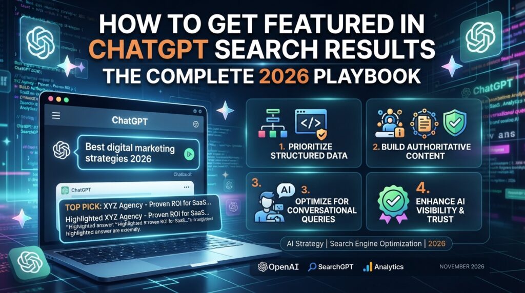 How to Get Featured in ChatGPT Search Results: The Complete 2026 Playbook